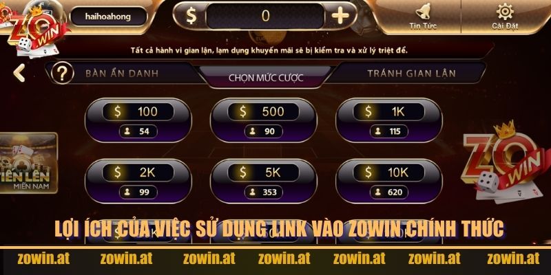Sử dụng link truy cập Zowin chính thức có lợi ích gì?