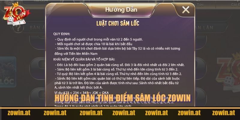 Hướng dẫn cách tính điểm trong game Sâm Lốc Zowin dễ hiểu.