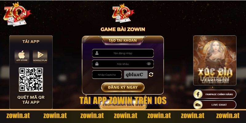 Tải app ZOWIN trên IOS
