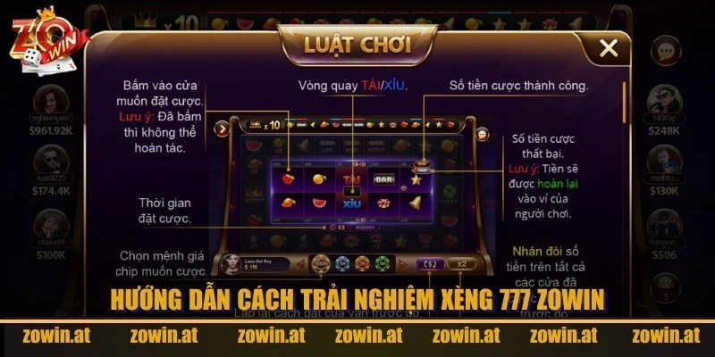 Hướng dẫn cách chơi xèng 777 Zowin cho tân thủ